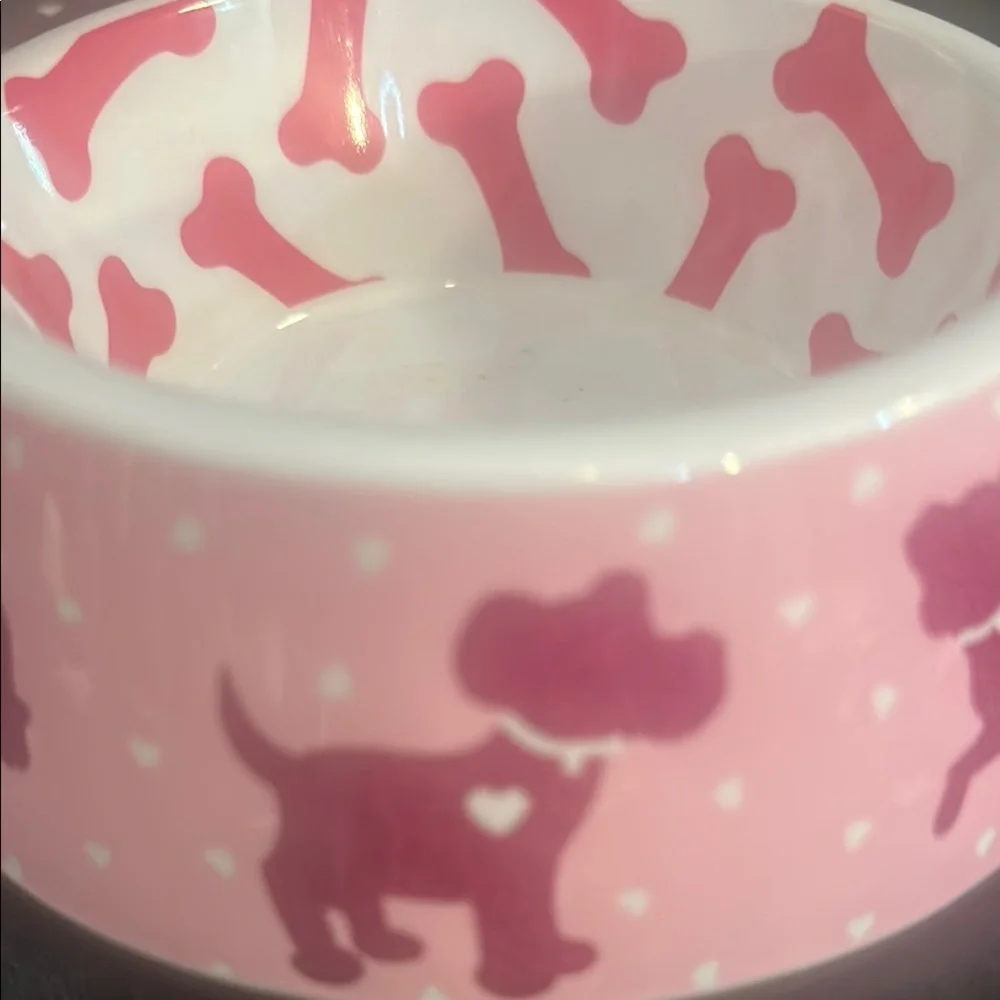 Pink Pet Bowls with Paw Print Design for Small Pets